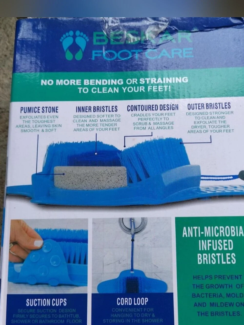 Foot Care Blue Bath Brush with Pumice